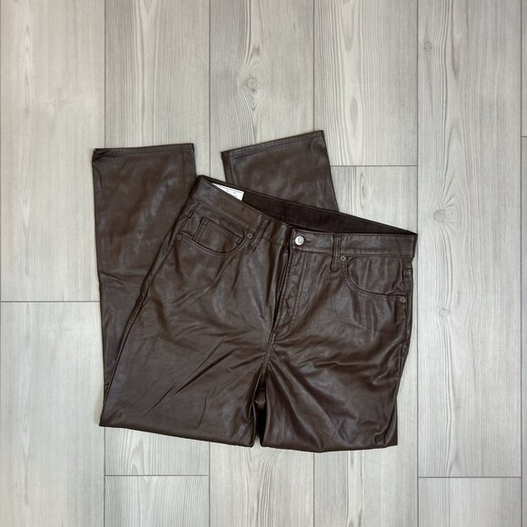GAP 32 / 14R Vintage Slim High Rise Faux Leather Brown Jeans 475987 - Picture 1 of 14